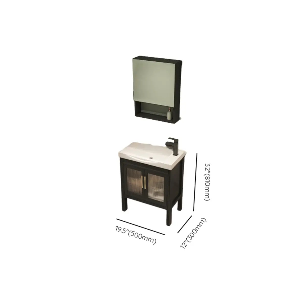 Charcoal Medicine Cabinet Wood Freestanding Bathroom Vanity Image - 13
