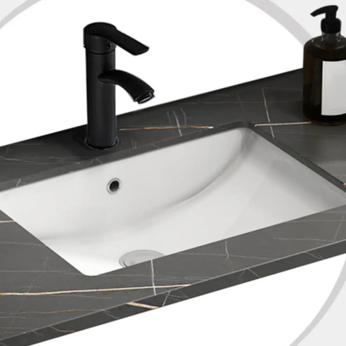 Charcoal Rectangular Sink MDF Storage Bathroom Vanity Image - 7