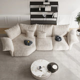 Chenille Flared Arm Cushion Back L-Shape Sectional Image - 6