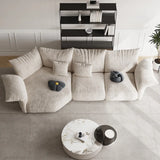 Chenille Flared Arm Cushion Back L-Shape Sectional Image - 6