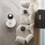 Chenille Flared Arm Cushion Back L-Shape Sectional Image - 7