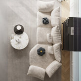 Chenille Flared Arm Cushion Back L-Shape Sectional Image - 7