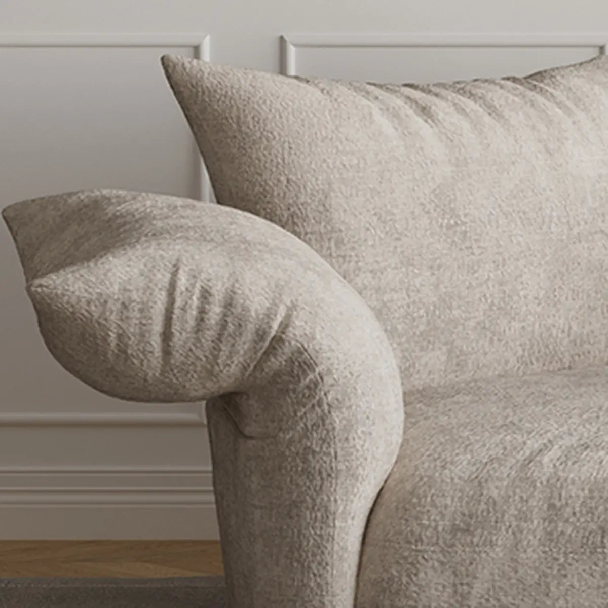 Chenille Flared Arm Cushion Back L-Shape Sectional Image - 9