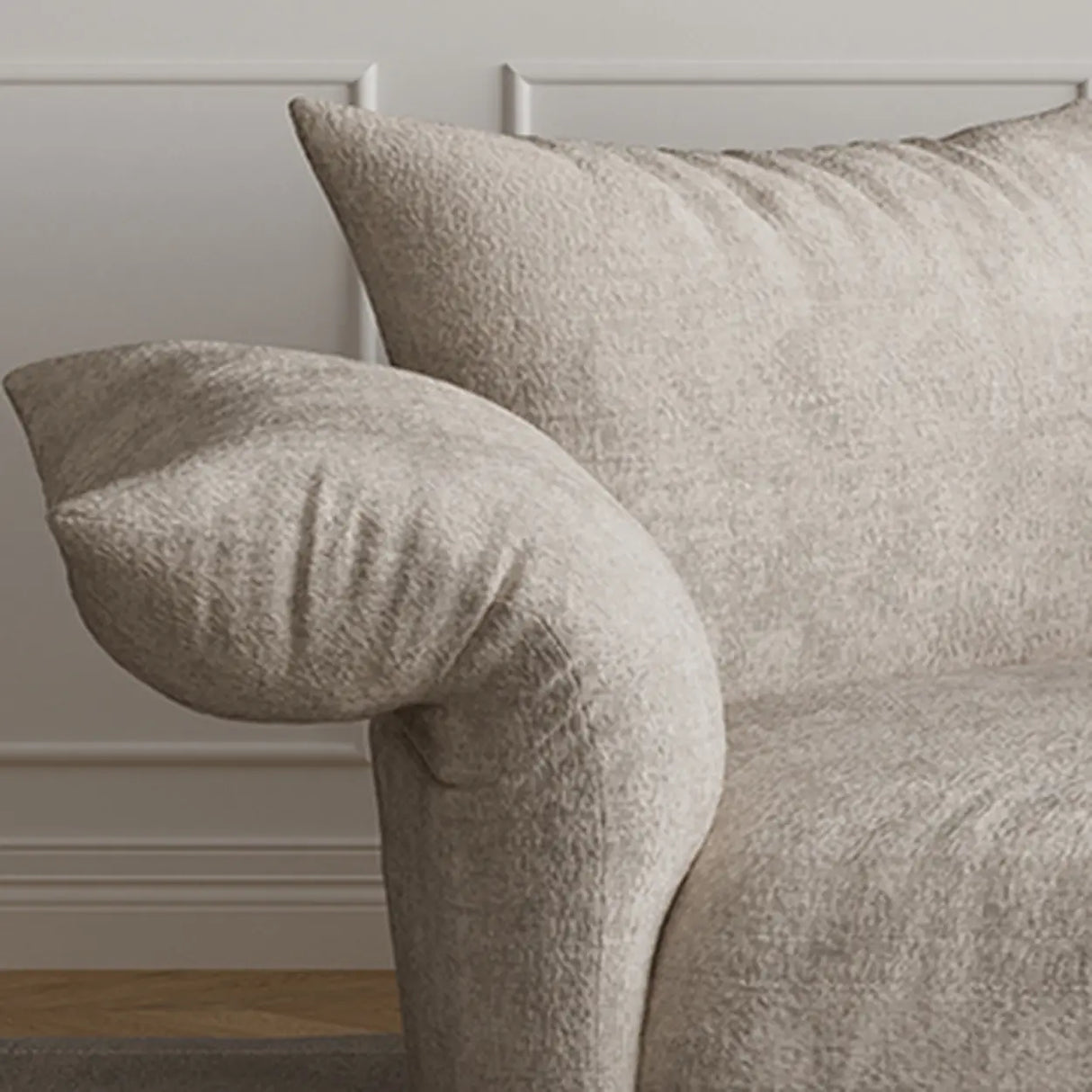 Chenille Flared Arm Cushion Back L-Shape Sectional Image - 9