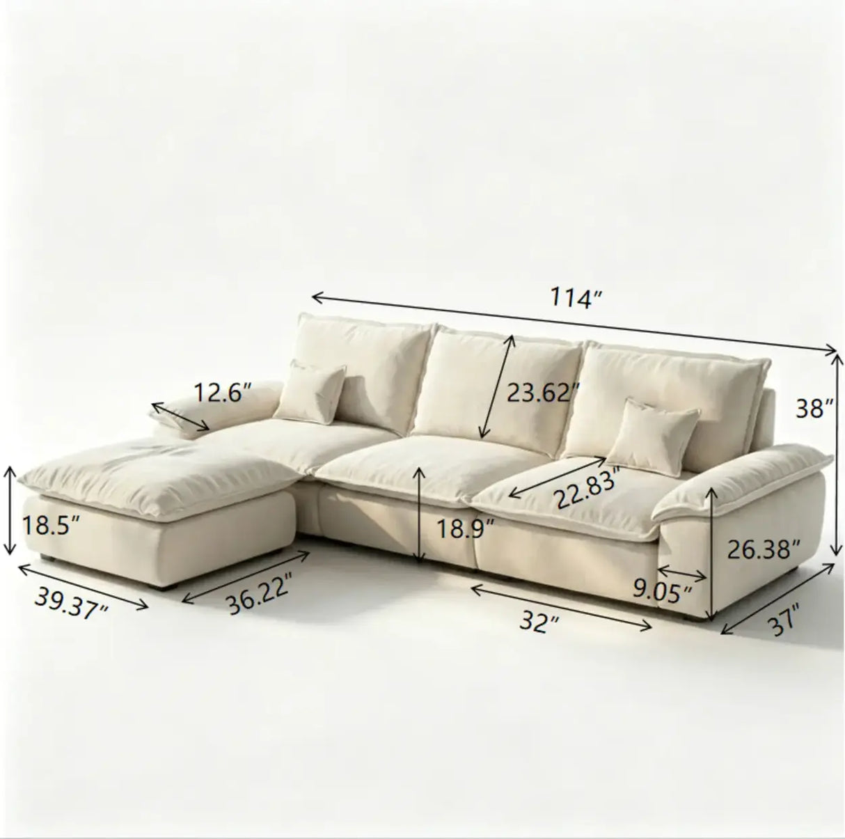 Chenille Modular Sofa with Storage and Memory Foam 