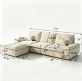 Chenille Modular Sofa with Storage and Memory Foam #size