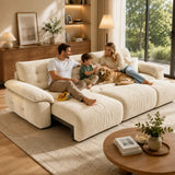 Chenille Power Sofa Bed with Extendable Sliding Chaise Image - 1