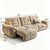 Chenille Power Sofa Bed with Extendable Sliding Chaise #size