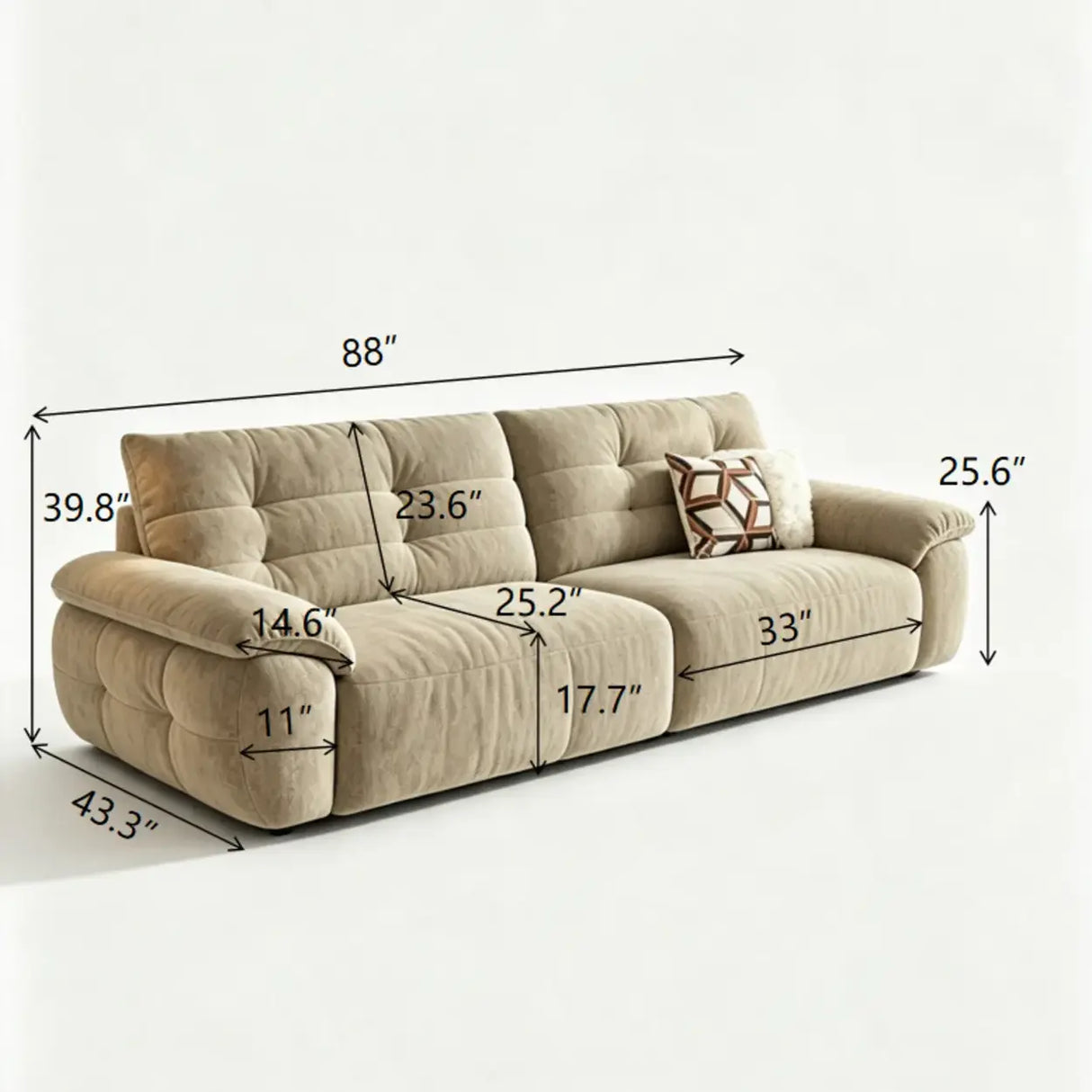Chenille Power Sofa Bed with Extendable Sliding Chaise Image - 15
