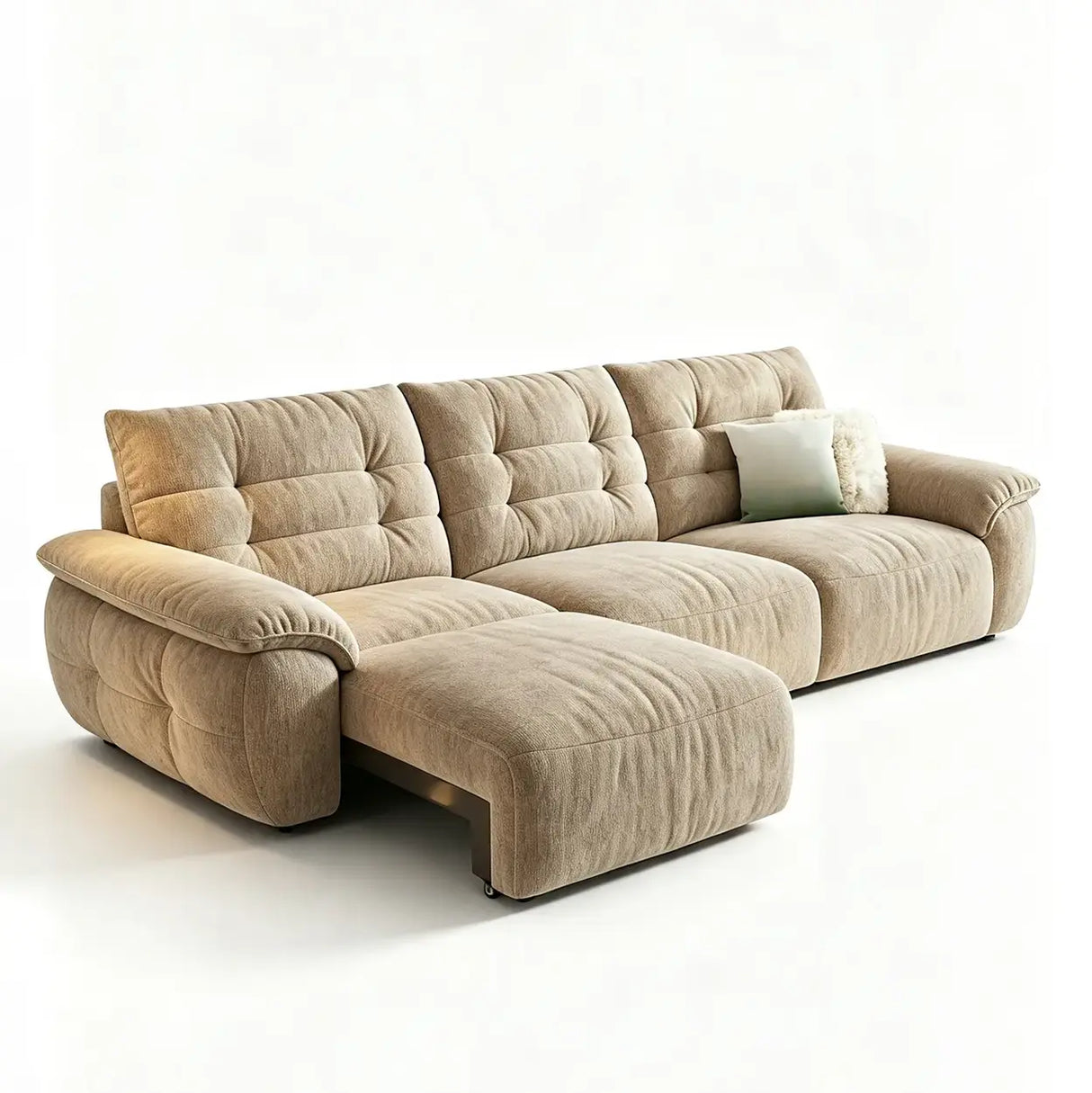 Chenille Power Sofa Bed with Extendable Sliding Chaise Image - 22