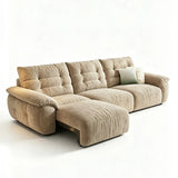 Chenille Power Sofa Bed with Extendable Sliding Chaise Image - 22