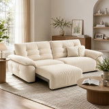 Chenille Power Sofa Bed with Extendable Sliding Chaise Image - 3
