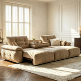 Chenille Power Sofa Bed with Extendable Sliding Chaise Image - 5