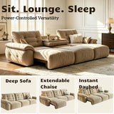 Chenille Power Sofa Bed with Extendable Sliding Chaise Image - 7