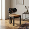 Brown Black 2 Piece Set Chenille Upholstered Dining Chair Set of 2 Curved Back Chair Image - 10