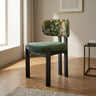 Green Black 2 Piece Set Chenille Upholstered Dining Chair Set of 2 Curved Back Chair Image - 12