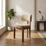 Grey Walnut 2 Piece Set Chenille Upholstered Dining Chair Set of 2 Curved Back Chair Image - 4