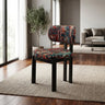 Red Black 2 Piece Set Chenille Upholstered Dining Chair Set of 2 Curved Back Chair Image - 6