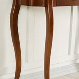 Cherry Finish Curved Wood Console Table with Drawer Image - 8