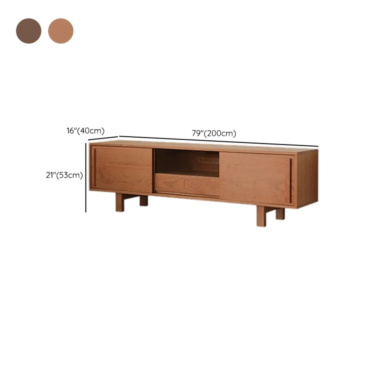 Cherry Wood Cabinet Drawers Long TV Stand with Legs Image - 12