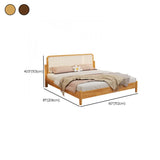 Cherry Wood Queen Rectangular Rattan Headboard Bed Image - 13