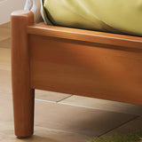 Cherry Wood Queen Rectangular Rattan Headboard Bed Image - 9