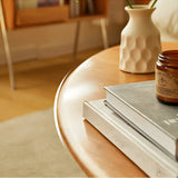 Cherry Wood	Triangle Coffee Table with Abstract Base Image - 16