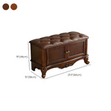Cherry Wood Tufted Entryway Bench with Cabinets #size