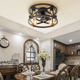 Chic Black Caged Multi-Light Ceiling Fan with Lights Image - 2