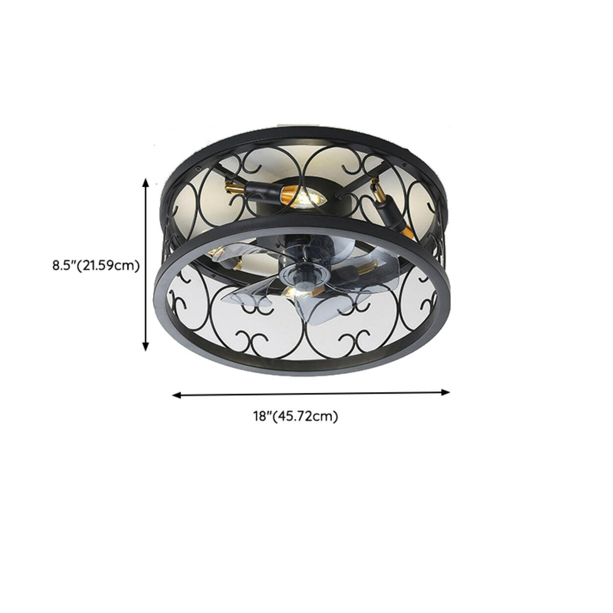 Chic Black Caged Multi-Light Ceiling Fan with Lights Image - 22