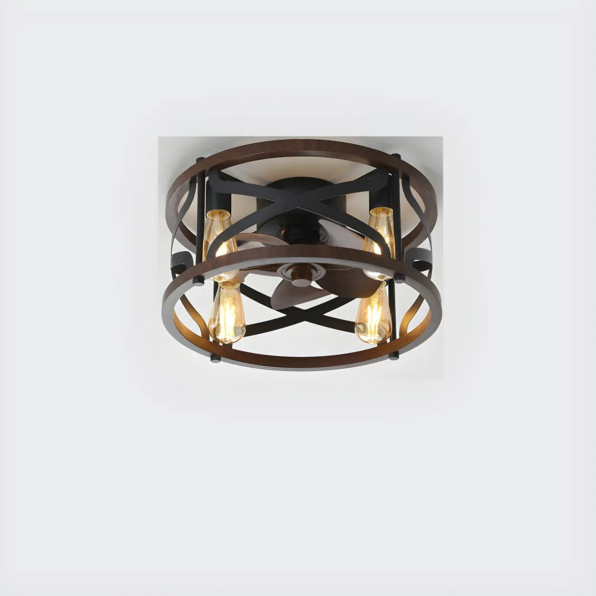 Chic Black Caged Multi-Light Ceiling Fan with Lights Image - 9