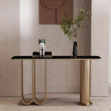 Chic Black Marble Gold Abstract Base Console Table Image - 1