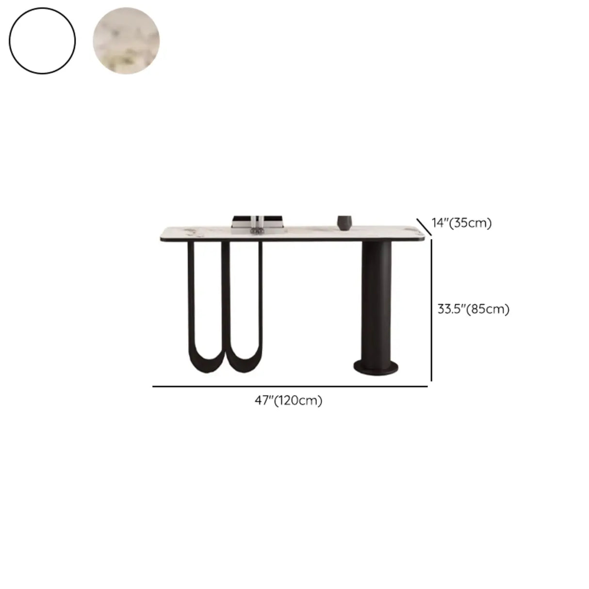 Chic Black Marble Gold Abstract Base Console Table Image - 8