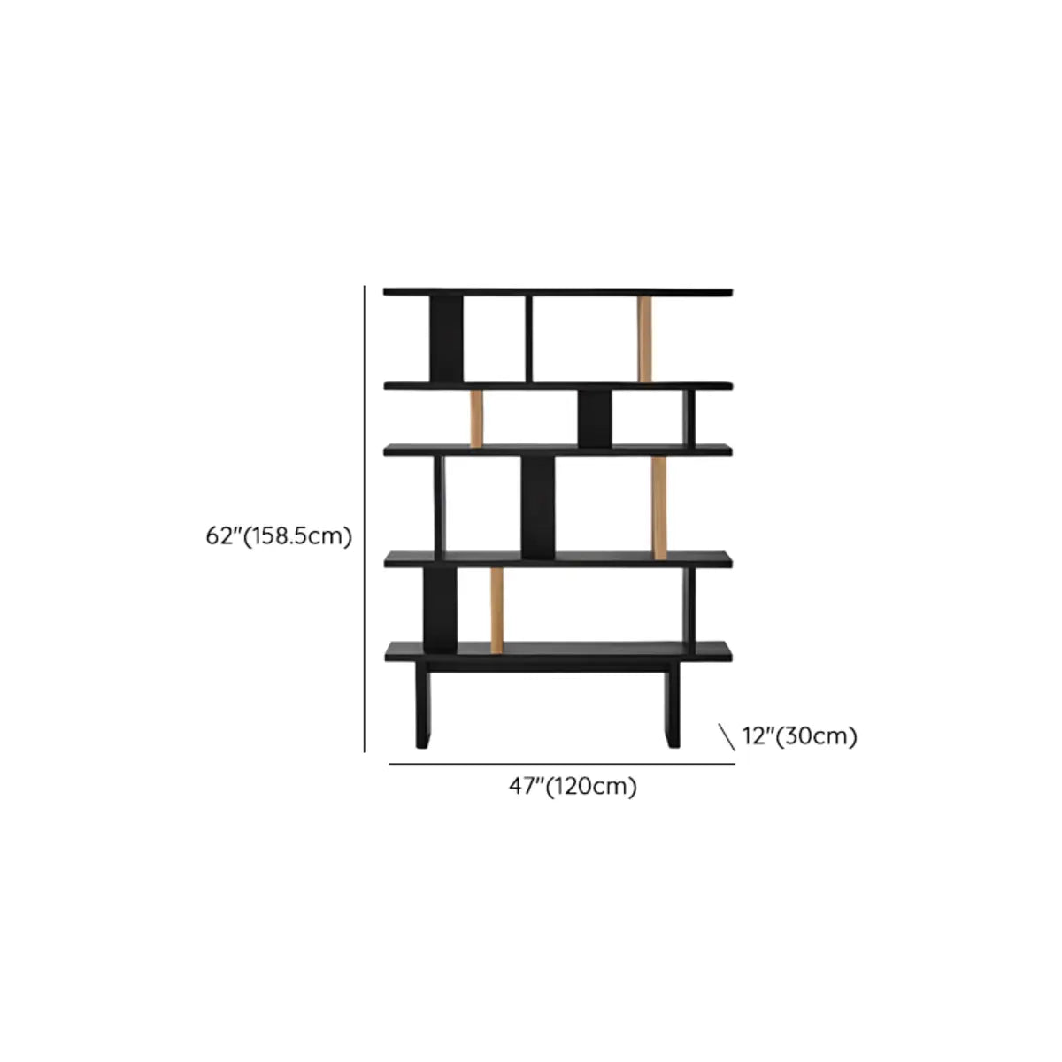 Chic Casual Vertical Open Back Display Wide Bookcase 