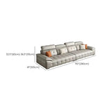 Chic Grey Tear Resistant Leather Pillow Top Arm Sofa Image - 12