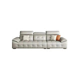 Chic Grey Tear Resistant Leather Pillow Top Arm Sofa Image - 3