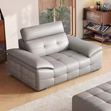 Chic Grey Tear Resistant Leather Pillow Top Arm Sofa Image - 6