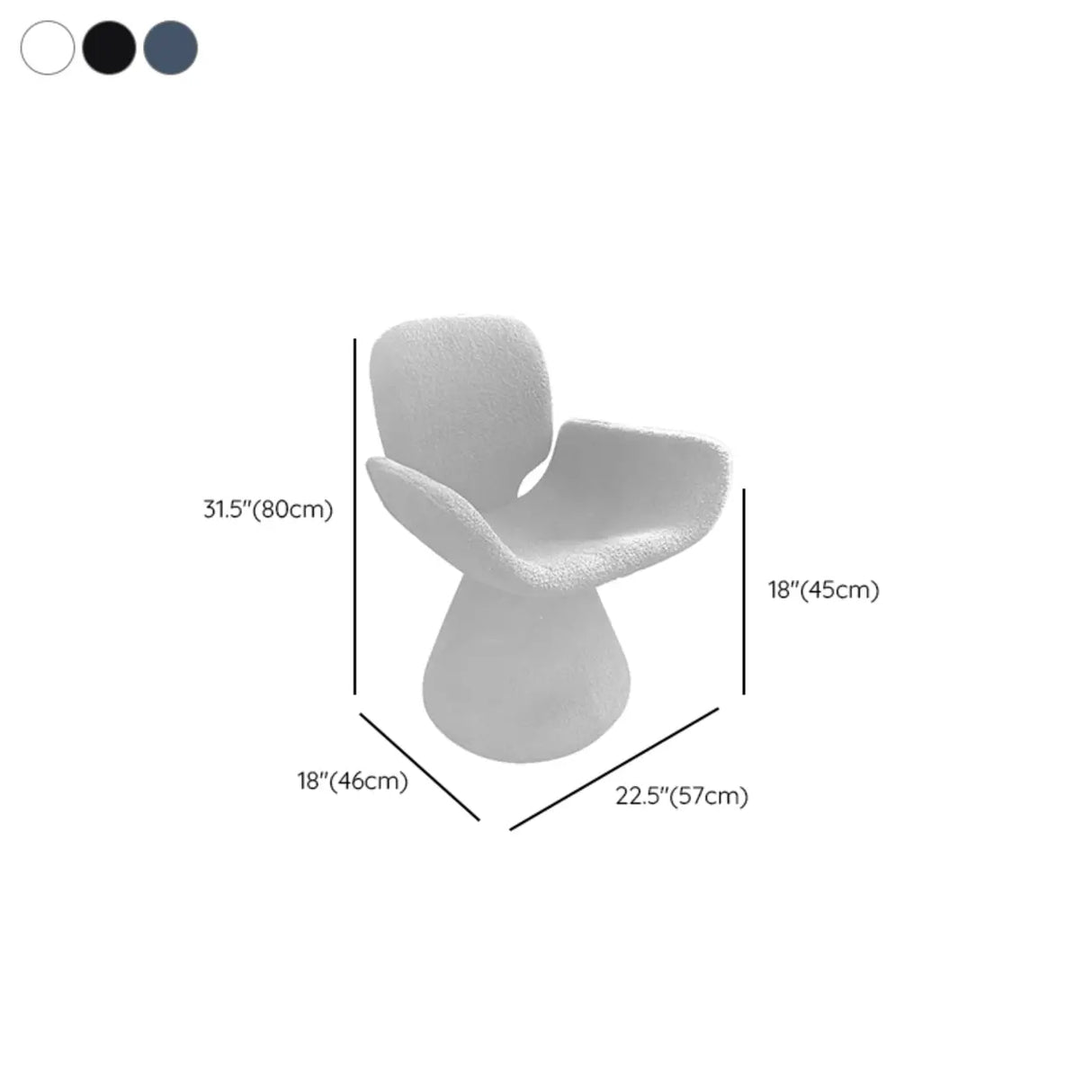Chic Sculptural Arm Chair Cone Base Dining Chair Black 
