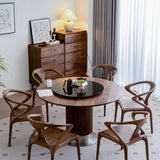 Chic Sculptural Open Low Back Wood Dining Chair Walnut Image - 2