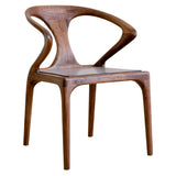 Dark Walnut Chic Sculptural Open Low Back Wood Dining Chair Walnut Image - 3