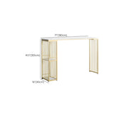 Chic White Rectangular Metal Gold Large Storage Bar Table Image - 15