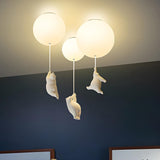 Child Room White Three Bear Balloon Flush Mount Light Image - 9