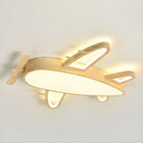 Child Room Wood Airplane LED Flush Mount Ceiling Light Image - 10