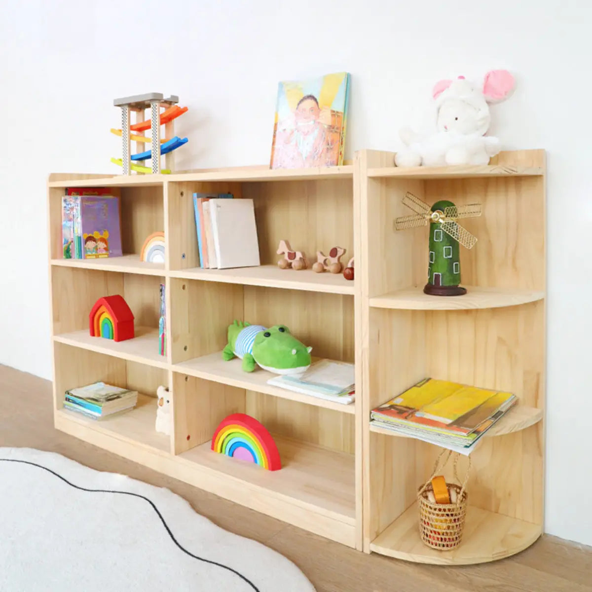 Children's Simple Closed Back Wooden Storage Bookcase Image - 2