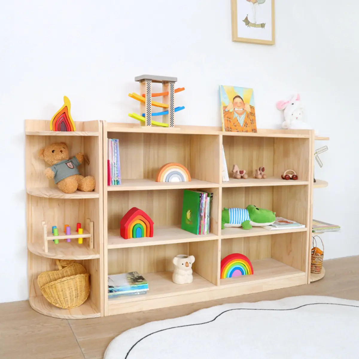 Children's Simple Closed Back Wooden Storage Bookcase Image - 3