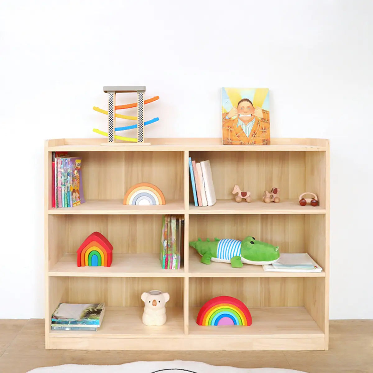 Children's Simple Closed Back Wooden Storage Bookcase Image - 4