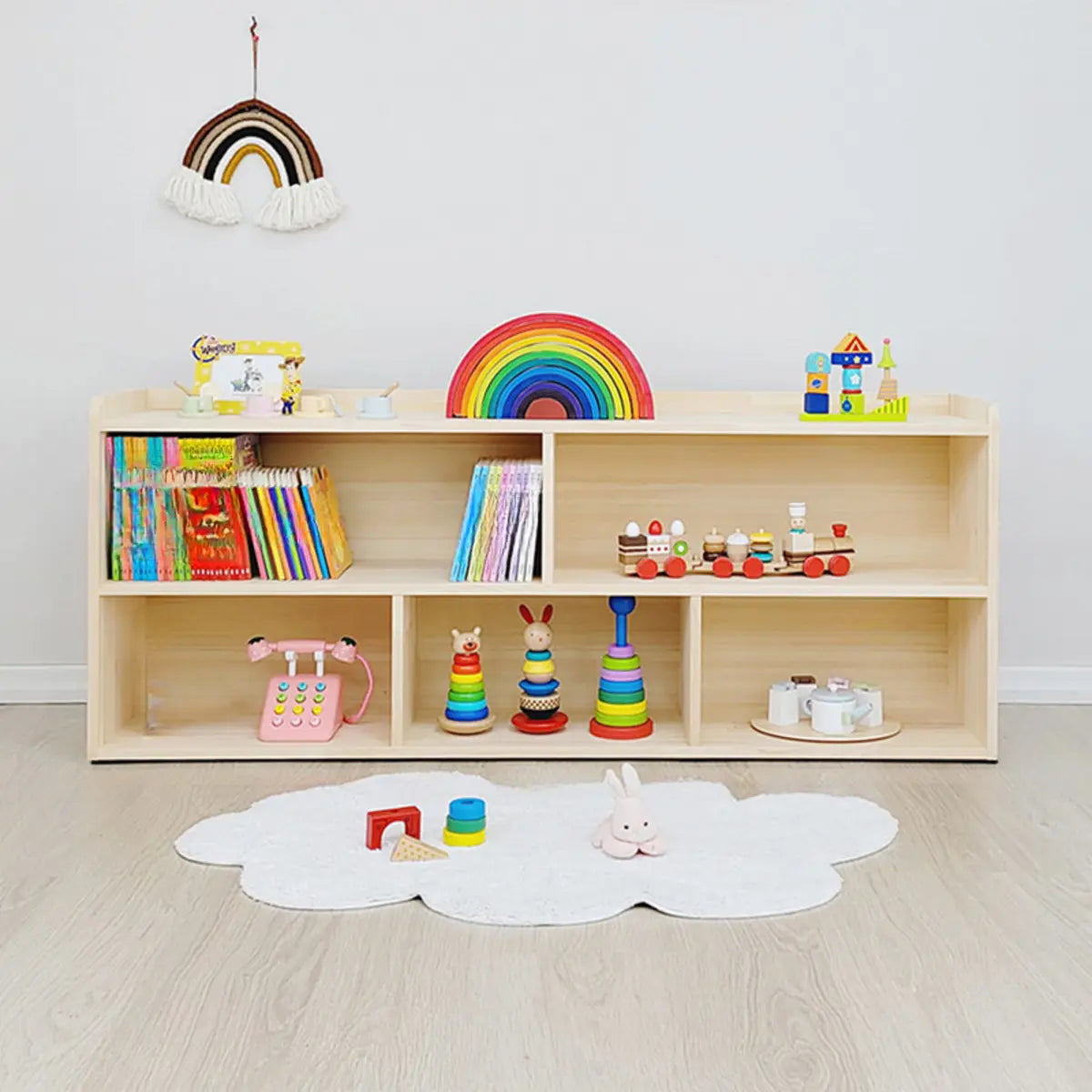 Children's Simple Closed Back Wooden Storage Bookcase Image - 7