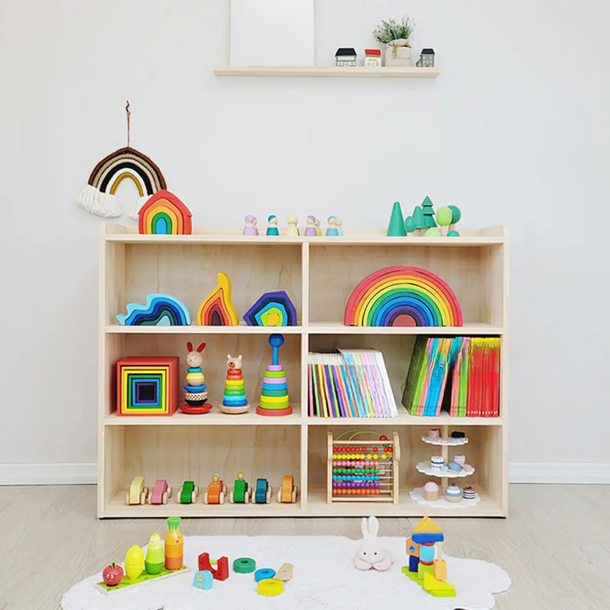 Children's Simple Closed Back Wooden Storage Bookcase Image - 9