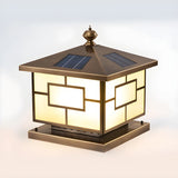Chinese Style Bronze Finish Square Outdoor Lantern Lamp Image - 7