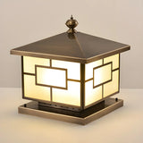 Chinese Style Bronze Finish Square Outdoor Lantern Lamp Image - 9